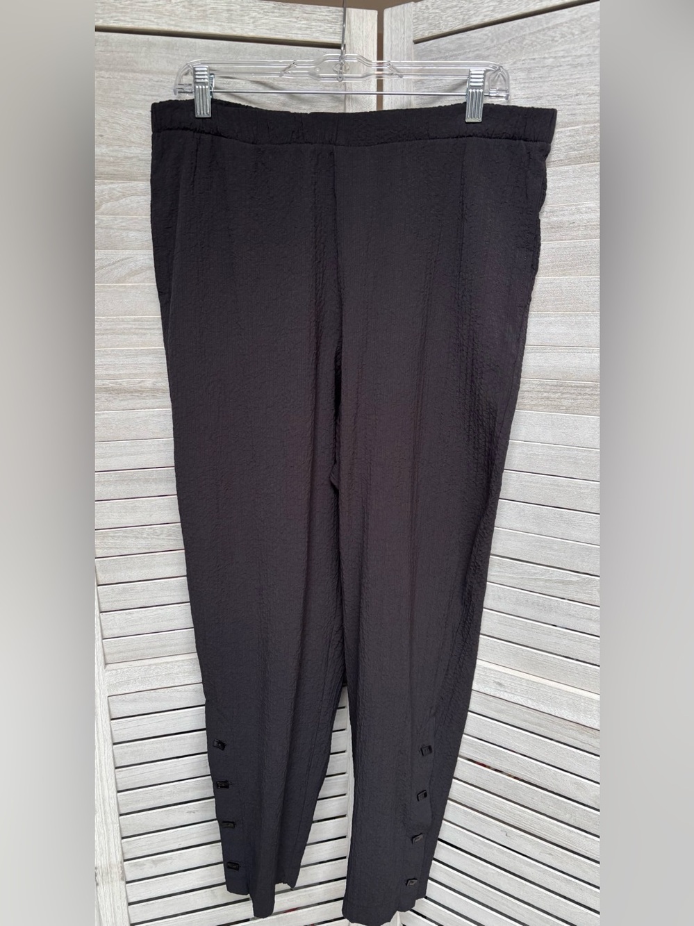 Habitat Womens Black Crinkle Ankle Pants Lg